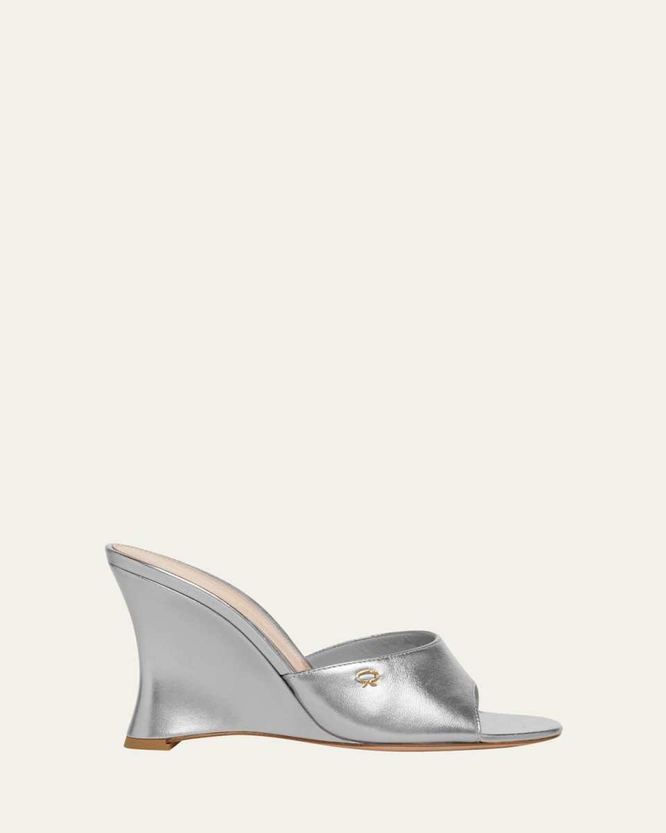 Metallic Napa Leather Wedge Sandals